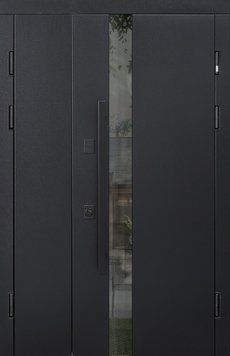Полуторні вхідні двері з терморозривом Carat Black 2237267729 фото