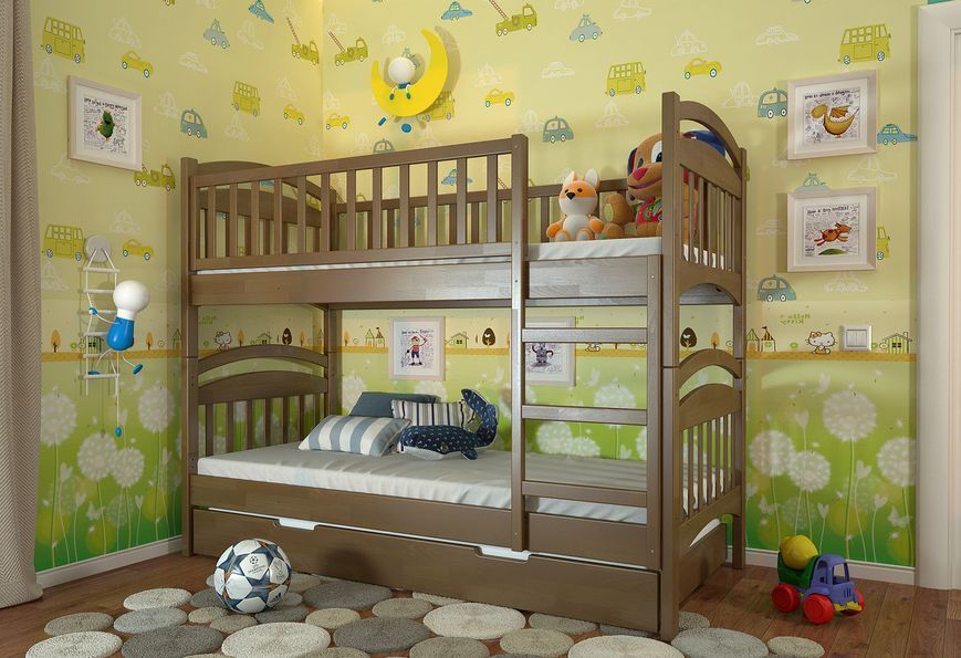 Дитяче дерев'яне двох'ярусне ліжко Смайл 314275672 фото